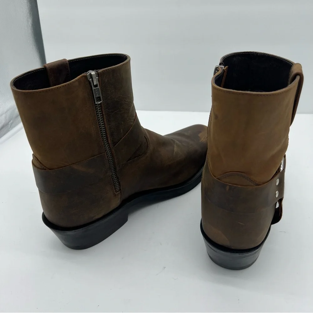 Old West Distressed Brown Leather Men's Boots - Picture 7 of 9